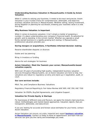 understanding business valuation in massachusetts
