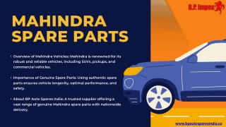 BP Auto Spares India – Your Trusted Source for Mahindra Spare Parts