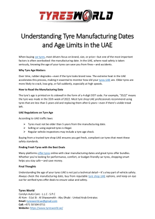 understanding tyre manufacturing dates
