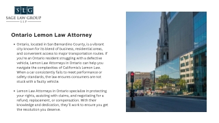 Ontario Lemon Law Attorney - Sage Law Group LLP