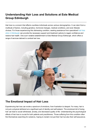 Understanding Hair Loss and Solutions at Este Medical Group Edinburgh