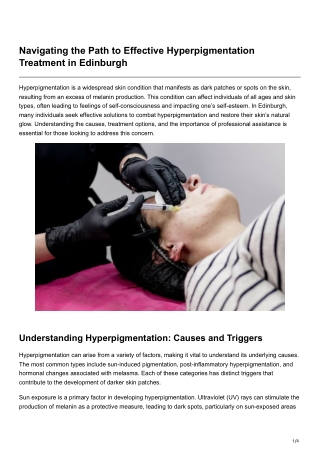 Navigating the Path to Effective Hyperpigmentation Treatment in Edinburgh