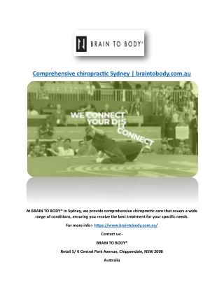 Comprehensive chiropractic Sydney | braintobody.com.au
