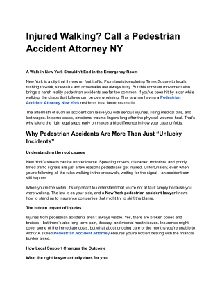 Injured Walking? Call a Pedestrian Accident Attorney NY