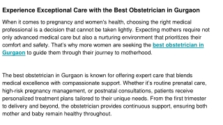 best obstetrician in Gurgaon