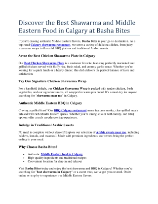 Discover the Best Shawarma and Middle Eastern Food in Calgary at Basha Bites