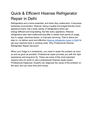 quick efficient hisense refrigerator repair