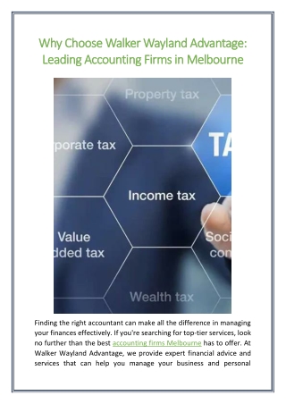 Why Choose Walker Wayland Advantage Leading Accounting Firms in Melbourne