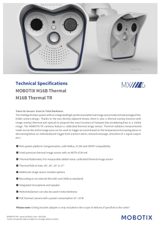 Top Selling Thermal Camera on Mobotix M16 T/TR | Konica India