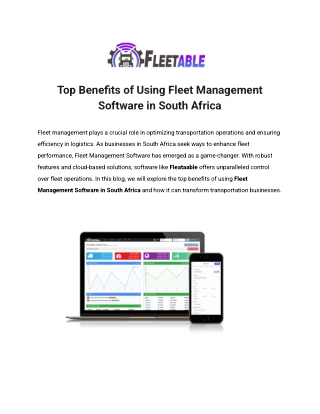 Top Benefits of Using Fleet Management Software in South Africa