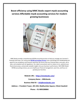 Boost efficiency using MMC Books’ expert myob accounting services. Affordable my