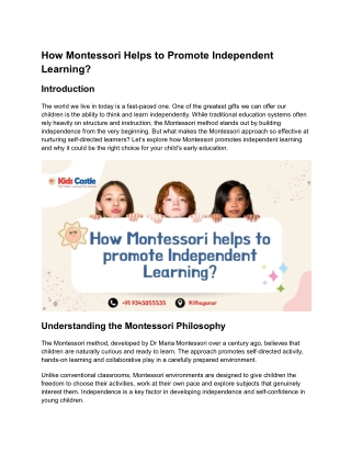 How Montessori Helps to Promote Independent Learning