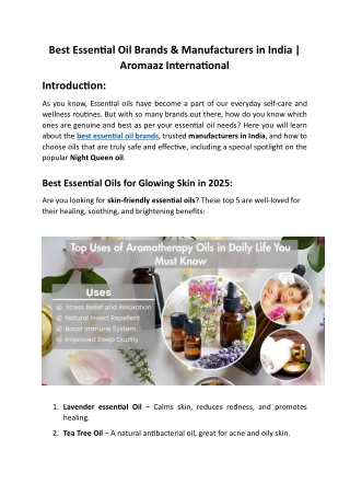 Best Essential Oil Brands & Manufacturers in India | Aromaaz International
