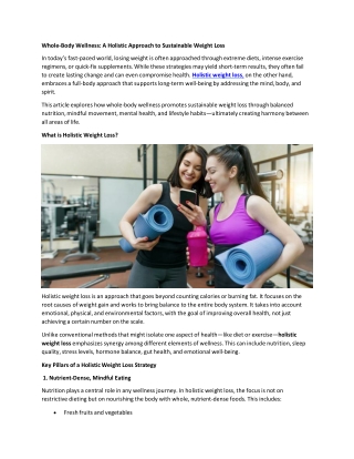 whole body wellness a holistic approach