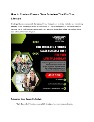 How to Create a Fitness Class Schedule That Fits Your Lifestyle