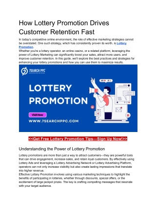 How Lottery Promotion Drives Customer Retention Fast
