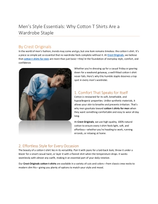 Men’s Style Essentials Why Cotton T Shirts Are a Wardrobe Staple