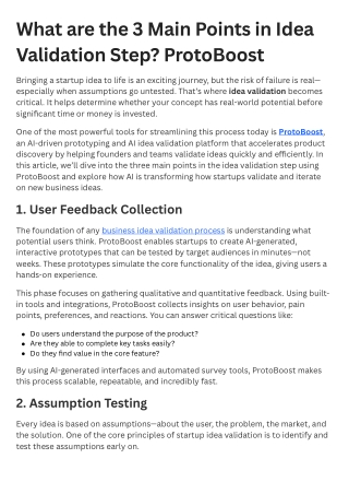 what are the 3 main points in idea validation