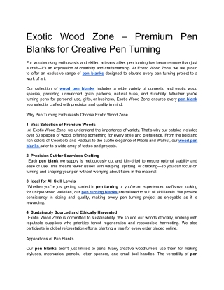 Exotic Wood Zone – Premium Pen Blanks for Creative Pen Turning