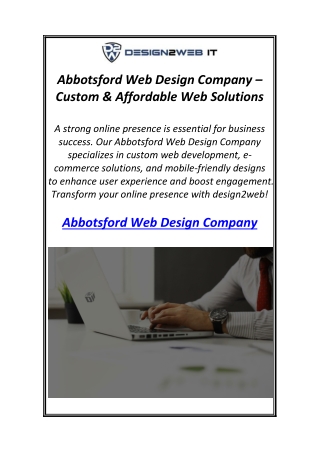 Abbotsford Web Design Company – Custom & Affordable Web Solutions
