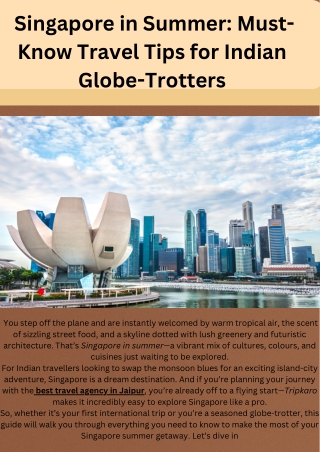 Singapore in Summer: Must-Know Travel Tips for Indian Globe-Trotters