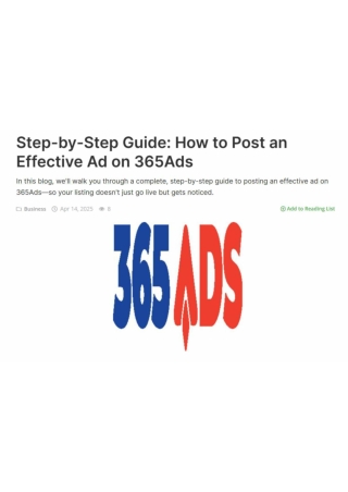 Step-by-Step Guide How to Post an Effective Ad on 365Ads