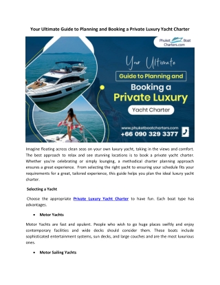 Your Ultimate Guide to Planning and Booking a Private Luxury Yacht Charter