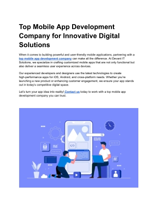 Top Mobile App Development Company for Innovative Digital Solutions