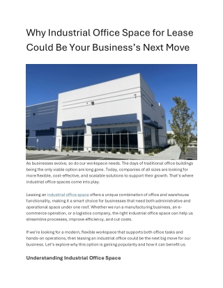 Why Industrial Office Space for Lease Could Be Your Business’s Next Move
