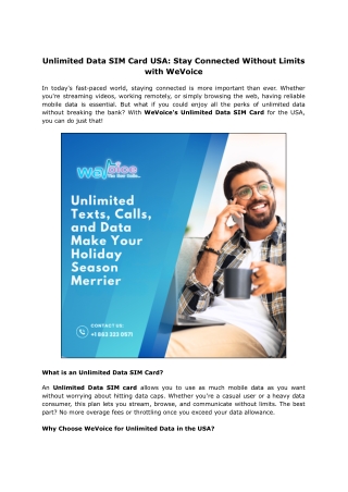 Unlimited Data SIM Card USA | Stay Connected with We Voice