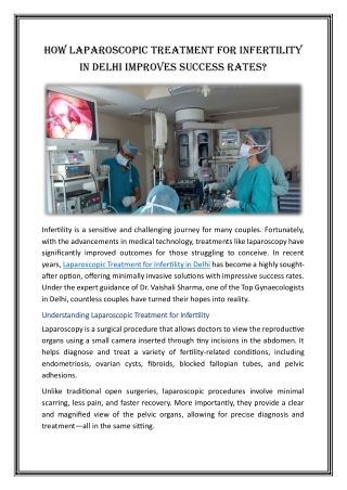 How Laparoscopic Treatment for Infertility in Delhi Improves Success Rates