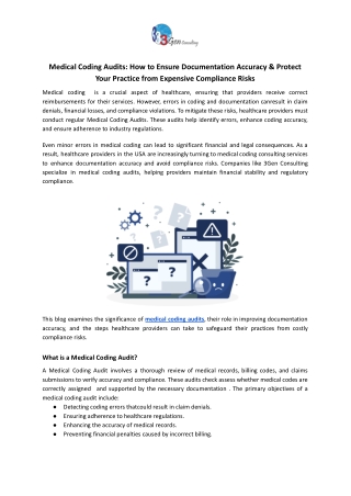 Accurate Medical Coding Audits | 3Gen Consulting