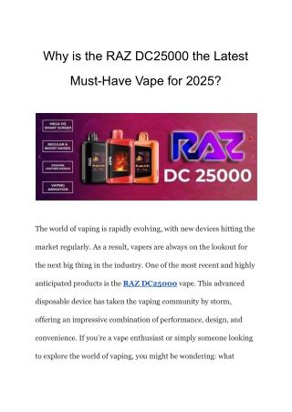 Why is the RAZ DC25000 the Latest Must-Have Vape for 2025?
