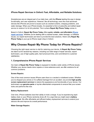 iPhone Repair Services in Oxford_ Fast, Affordable, and Reliable Solutions