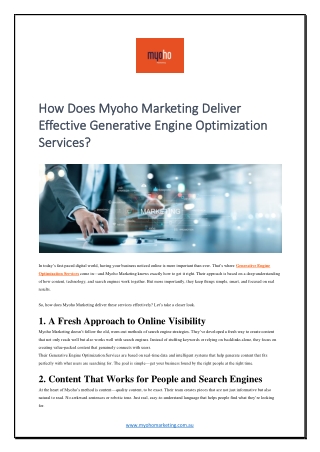 how does myoho marketing deliver how does myoho