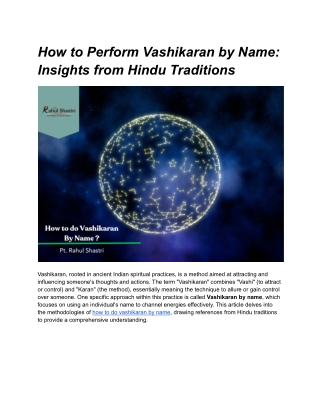 how to perform vashikaran by name insights from