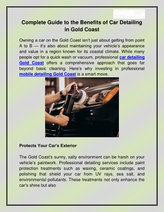 Car Detailing Gold Coast