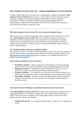 Data Analytics Services in the USA