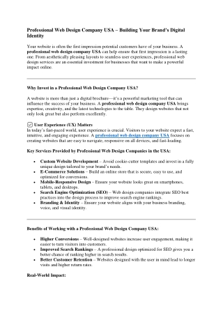 Professional Web Design Company USA
