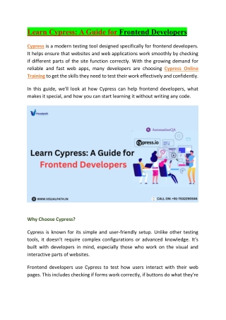 learn cypress a guide for frontend developers
