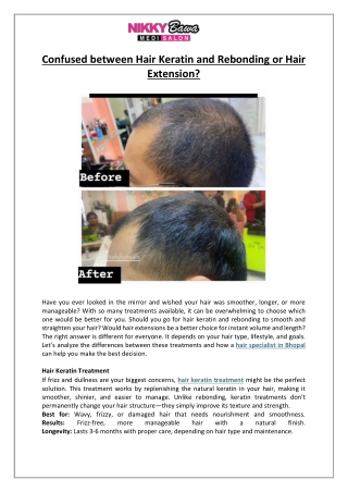 Hair Keratin, Rebonding or Hair Extension