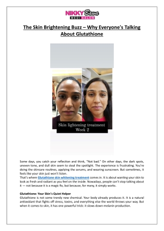 Glutathione Skin Brightening Treatment - Does It Work