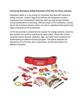 Unlocking Workplace Safety Essential LOTO Kits for Every Industry