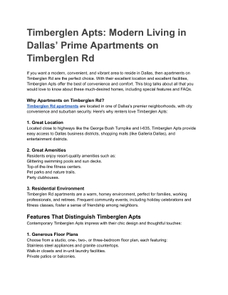 Timberglen Apts_ Modern Living in Dallas’ Prime Apartments on Timberglen Rd