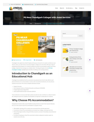 PG Near Chandigarh Colleges With Jindal Services