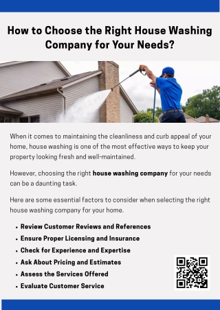 How to Choose the Right House Washing Company for Your Needs?
