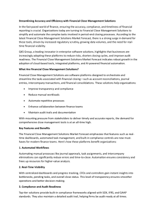 Streamlining Accuracy and Efficiency with Financial Close Management Solutions