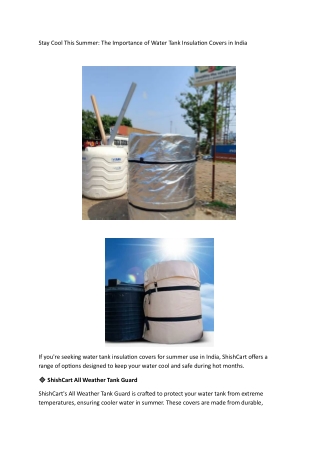Stay Cool This Summer- The Importance of Water Tank Insulation Covers in India (1)