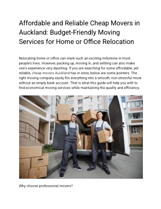 Professional & Budget-Friendly Moving Services in Auckland