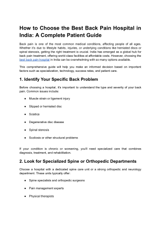 How to Choose the Best Back Pain Hospital in India_ A Complete Patient Guide